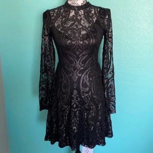 🖤Guess Los Angeles 🖤Shimmer Fit Flare High Neck Cocktail Dress 4